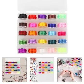 25 рулонов цветной эластичный шнур для бисероплетения, изготовление ювелирных изделий, проволока для плетения бусин, подходит для изготовления ожерелий и браслетов