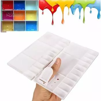 25 сеток, прямоугольный лоток для краски, масляная акварель, пигмент, художественная пластиковая палитра белый