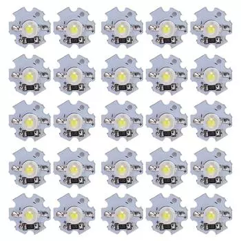 25 шт. 0,5 Вт 5 В Светодиодная лампа высокой мощности, светоизлучающий чип, источник света с алюминиевой пластиной, белый свет: 6000?6500K