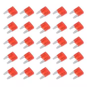 25 шт., 10 А, мини-автомобильный предохранительный провод, вилка, запасной автомобильный предохранительный трос 25pcs красный