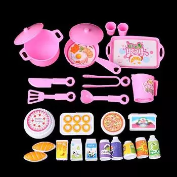 25 шт. 1/6 миниатюрный кукольный домик, посуда для напитков, куклы, кухонные принадлежности, аксессуары розовый