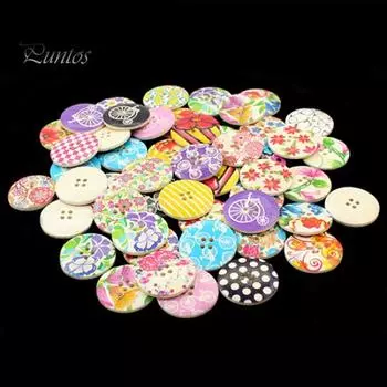25 шт., 30 мм, 4 отверстия, разноцветные деревянные пуговицы для скрапбукинга, шитья, бусины «сделай сам»
