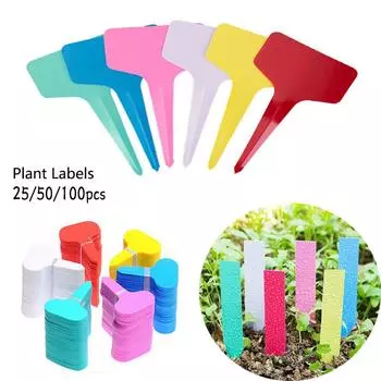 25 шт./50 шт./100 шт. Пластиковые этикетки для семян растений, маркеры для горшков, садовые бирки для колышков 25pcs 6x10cm Pink