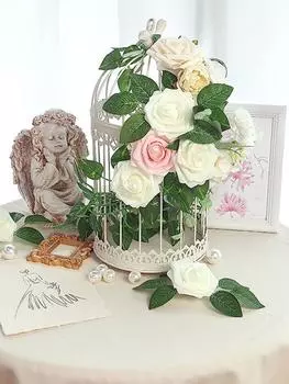 25 шт., 8 см, настоящие пенопластовые поддельные розы со стеблями, искусственные цветы, свадебные букеты «сделай сам», для свадебных вечеринок, столов, украшения для балкона разноцветный