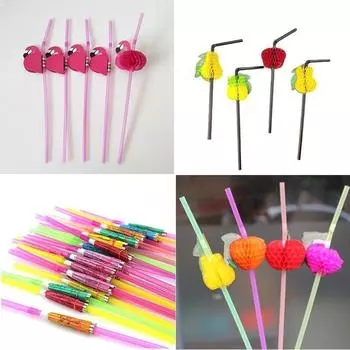 25 шт. Гавайские фламинго трубочки для питья пляжные вечеринки зонтики ананасовый сок-коктейль зонтики SAN