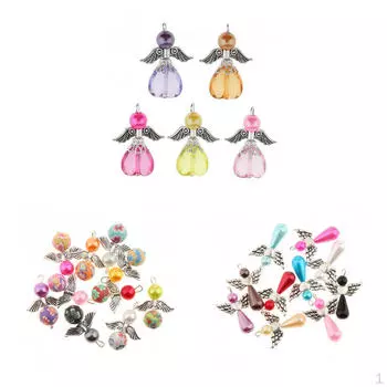 25 шт., глиняные круглые бусины смешанного дизайна, акриловые жемчужные капли в форме сердца, ангел для