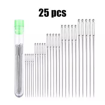 25 шт. игл из нержавеющей стали с большим ушком для шитья 25PCS серебряный