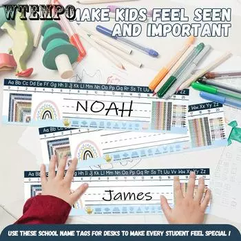 25 шт. именных табличек для учеников, самоклеящиеся именные бирки для школьных столов, учебные принадлежности, украшение для школы, 3 х 13 дюймов