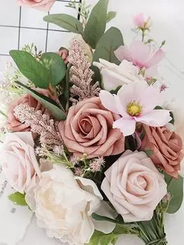 25 шт. искусственные розы головки цветов со стеблем поддельные розы для DIY свадебные букеты балкон вечерние домашний подоконник украшение двора розовый