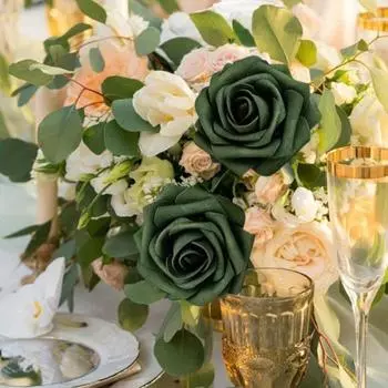 25 шт искусственных цветов зеленые цветы со стеблями зеленые розы для свадебного букета своими руками центральный элемент корсаж цветочная композиция украшения для девичника зелёный
