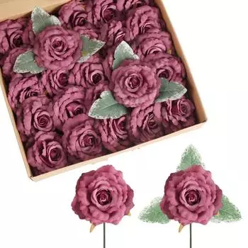 25 шт. искусственных роз, цветы, выглядящие как настоящие, шелковые поддельные розы для свадебного букета, цветочных композиций для девичника, украшения столов для вечеринок белый