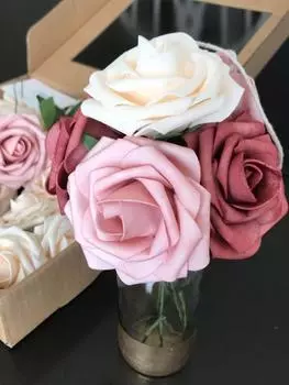 25 шт. искусственных роз, искусственные розы с цветочными головками на стебле, настоящие, ищущие свадебные букеты своими руками, центральные композиции, украшения для дома на вечеринку розовый