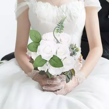 25 шт. искусственных роз из пеноматериала, искусственная роза со стеблем, свадебный букет своими руками, центральное украшение для девичника, украшение для вечеринки, праздничный подарок, цветочные композиции 25pcs чистый белый