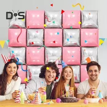 25 шт. квадратных фольгированных металлических шаров, двухсторонние воздушные шары, настенный туннель, свадебный выпускной фон, арка, гирлянда, комплект для вечеринки по случаю дня рождения B