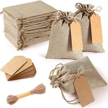 25 шт. льняной мешочек для подарков на свадьбу, рождественский мешок для украшений, набор льняных мешочков своими руками [10 * 14cm] 10pcs