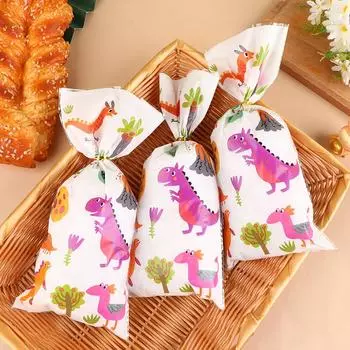 25 шт. милые пластиковые подарочные пакеты с изображением динозавра OPP, рев динозавра, упаковка для конфет, печенья, детский декор для дня рождения в виде животных в джунглях