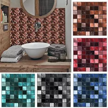 25 шт. Мозаичные наклейки на стену, самоклеящиеся наклейки на плитку, ванная комната, водонепроницаемый декор для кухни