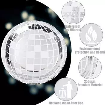25 шт., одноразовая тарелка для дискотеки, блестящая винтажная посуда для свадьбы, дня рождения 70/80-х годов, тематическое украшение стола для вечеринок, пищевая бумажная посуда, набор столовой посуды 7inch