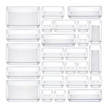 25 шт., пластиковые ящики для хранения ящиков, прозрачные органайзеры для ящиков, большая вместимость, нескользящие универсальные перегородки для ящиков, набор ящиков для хранения 25 pcs
