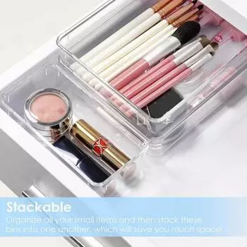 25 шт., пластиковые ящики для хранения ящиков, прозрачные органайзеры для ящиков, большая вместимость, нескользящие универсальные перегородки для ящиков, набор ящиков для хранения 25 pcs