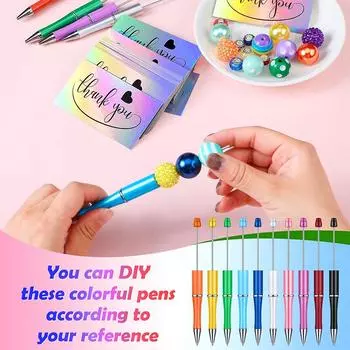 25 шт. Пластиковые ручки-бусины, разноцветные шариковые ручки, ручки-бусины для детей, студентов, офисов, школ, сделай сам Mix Colors чёрный