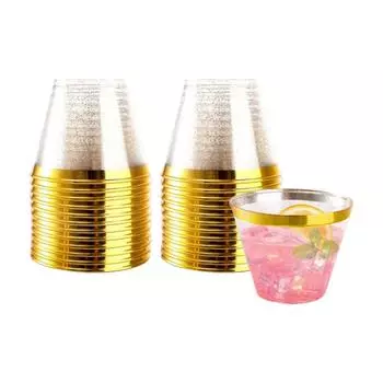 25 шт. пластиковые стаканчики, 9 унций, прозрачные пластиковые стаканы, одноразовая посуда для напитков, стаканчики для коктейлей для свадебной вечеринки прозрачный