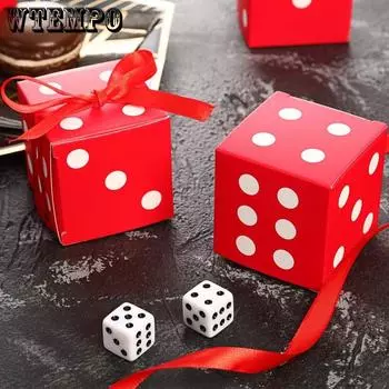 25 шт. подарочных коробок в форме игральных костей с ленточными бумажными подарочными коробками для упаковки вечеринок, коробка для хранения украшений своими руками, небольшие подарочные коробки для подружек невесты на свадьбу 25pcs белый