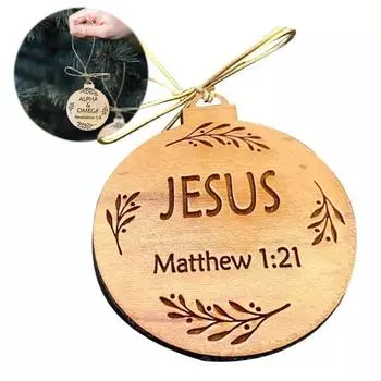 25 шт. Подвеска с именем Иисуса, деревянные плоские подвесные украшения, религиозные рождественские елочные украшения для каминной двери дома 25 pcs