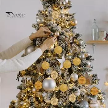 25 шт. Подвеска с именем Иисуса, деревянные плоские подвесные украшения, религиозные рождественские елочные украшения для каминной двери дома 25 pcs