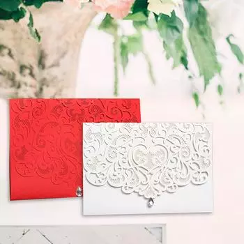 25 шт. полые свадебные приглашения с конвертами со стразами для свадебного девичника 10PCS белый