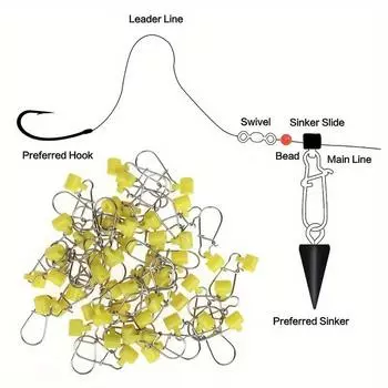 25 шт. прочных рыболовных грузил, слайдеры для поиска лески из нержавеющей стали с застежками Duo Lock, рыболовные принадлежности 25pcs