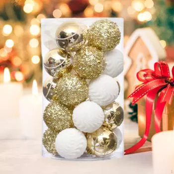 25 шт. Рождественские шары, декоративные безделушки, легкие рождественские подвесные украшения для кафе и дома White Gold