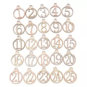 25 шт.. Рождественский календарь-бирки 1-25. Деревянный рождественский адвент-календарь. Подарочные бирки. Домашняя вечеринка, Рождество.