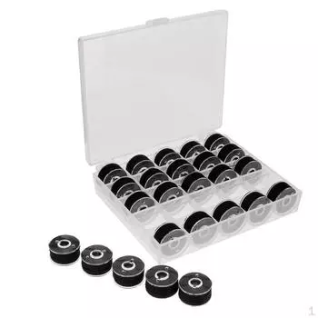 25 шт. шпульки и швейные нитки в пластиковом футляре для бытовой машины Singer - черный