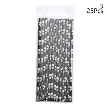 25 шт. соломинки для Хэллоуина, тыквы, летучей мыши, паутины, скелета, ведьмы, одноразовые бумажные трубочки для питья, украшение для вечеринки на Хэллоуин