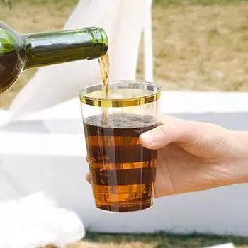 25 шт., стакан для сока, прозрачный, большой емкости, с пластиковой оправой, одноразовые стаканы для воды, аксессуары для вечеринок золотистый