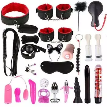 25 шт. унисекс БДСМ бондаж кляп для рта металлическая анальная пробка с комплектом вибратора секс-игрушки