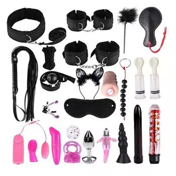 25 шт. унисекс БДСМ бондаж кляп для рта металлическая анальная пробка с комплектом вибратора секс-игрушки
