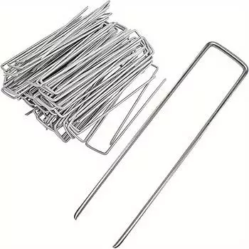 25 шт./упак. садовый колышек серебристый металлический U-образный садовый степлер садовая почва гвоздь пленка фиксированные колышки садовые крепежные инструменты пленка колышек