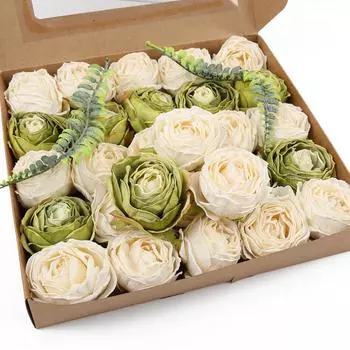 25 штук искусственных цветочных головок, винтажная белая роза, сушеный цветок, искусственная роза, шелковая искусственная роза для украшения центра свадьбы красный