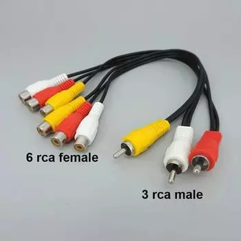 25 см 3 RCA штекер до 6 RCA 6RCA 3RCA женский аудио-видео кабель удлинитель AV-разветвитель разъем для ТВ DVD-плеер проектор