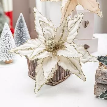 25 см блестящий фланелетовый цветок красный белый золотой сверкающий флис имитация искусственного цветка рождественская елка искусственный цветок