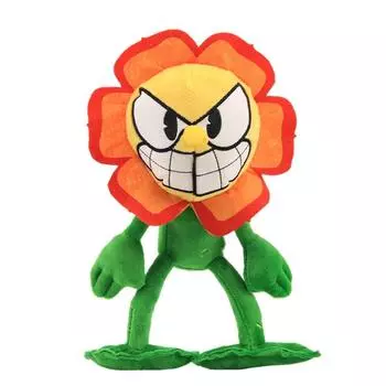 25 см Cuphead Plush Cagney Carnantion Cuphead Plush Toy Mugman Plush Toy Cartoon Flower Doll Toys for Children Birthday Xmas Gift 25cm