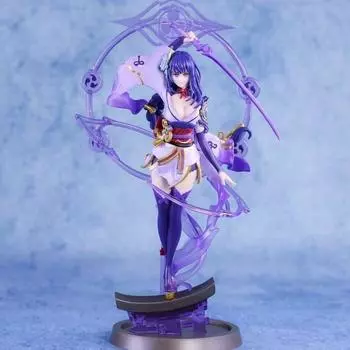 25 см Genshin Impact Raiden Shogun Аниме Фигурка Модель Кукла Игрушка Без света фиолетовый