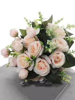 25 см Искусственный свадебный букет цветов Искусственный искусственный букет цветов Шелковые свадебные букеты для украшения свадебной вечеринки слоновая кость