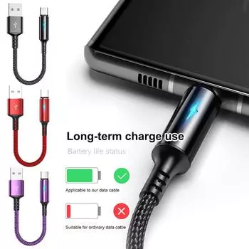25 см короткий нейлоновый зарядный кабель для передачи данных Micro USB кабели типа телефон питание телефон 2.4A зарядка C Fas S1L8 black-25cm