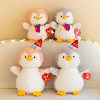 25 см милый пингвин праздничный колпак шарф маленький пингвин плюшевая игрушка детская кукла-комфорт подарок на день рождения 25cm белый