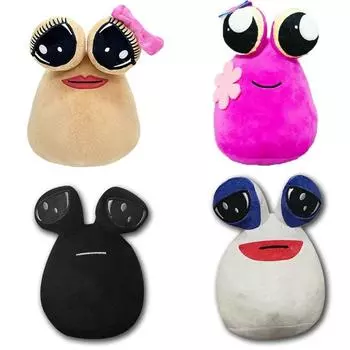 25 см Pou Alien Plush Pink Smiling Face Plush Toy Furdiburb Emotion Alien Big Eyes Plushie Stuffed Animal Pou Doll