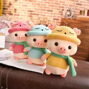 25 см Прекрасная красочная свинья с одеждой, мягкие милые животные, плюшевые игрушки для детей 25cm розовый