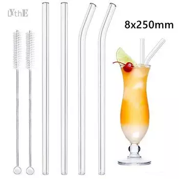 25 см стеклянные трубочки для смузи длиной 10 X 8 мм многоразовые прозрачные питьевые трубочки для смузи молочных коктейлей бара коктейльная посуда